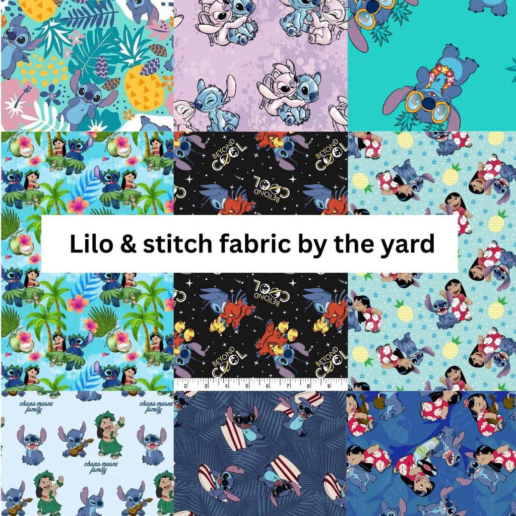 Lilo and stitch polyester fabric by the yard/half yard for sewing quilting rug making | express shipping | quick delivery