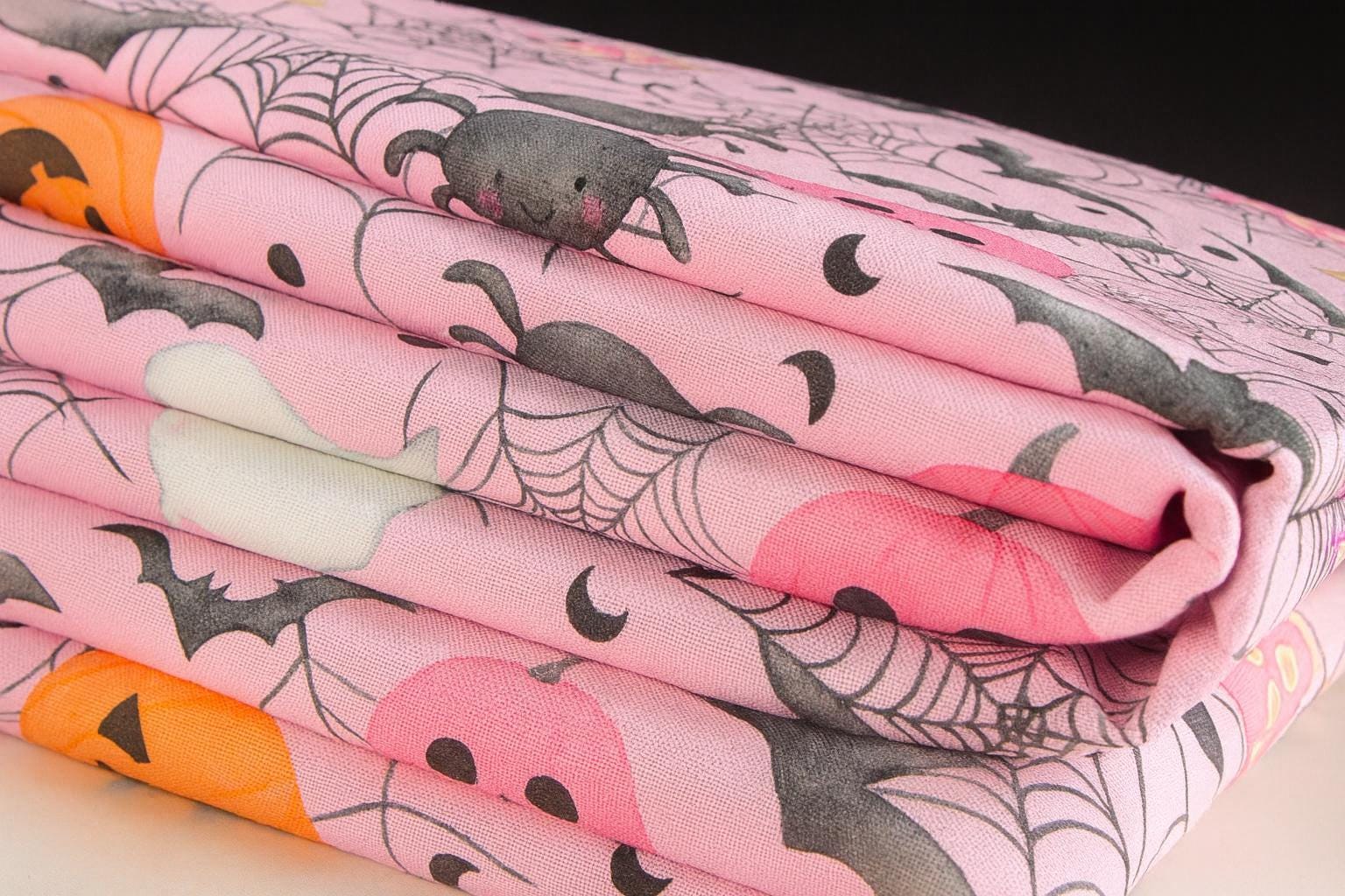 Pink Halloween Polyester Fabric: Girly Quilting Sewing Material