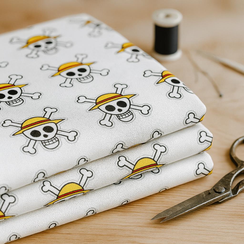 Anime polyester fabric by the yard, Pirate Skull Print, Cosplay & Decor, sewing quilting