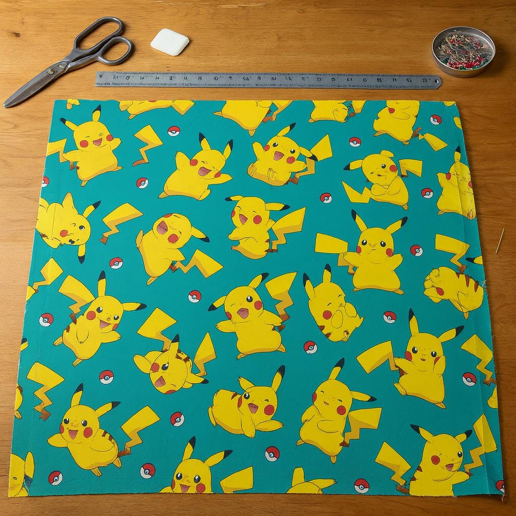 Pokemon inspired Anime Linen Look Polyester Fabric: Soft Texture, 44" Wide - Sewing & Quilting
