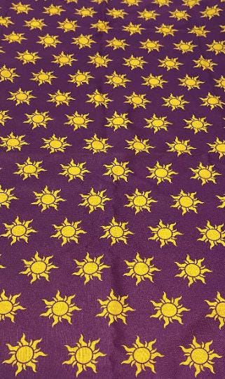 Purple Tangled Sun Print Linen-Look Polyester Fabric: 44" Wide, Kids Apparel
