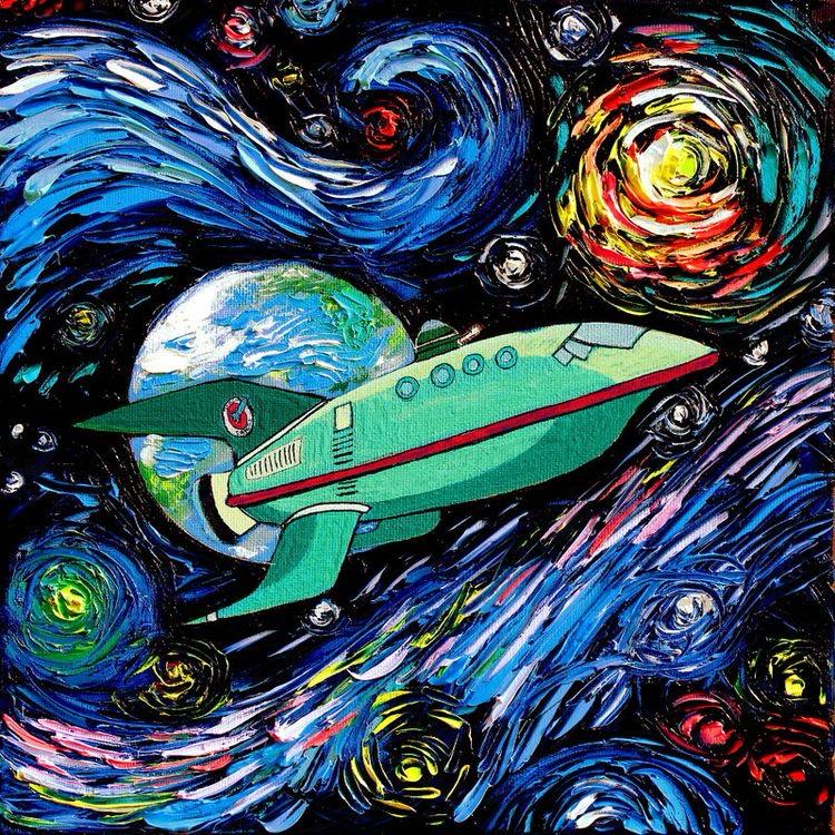 Star Trek Galaxy Fabric: Van Gogh Swirl Space Print, Polyester fabric by the yard