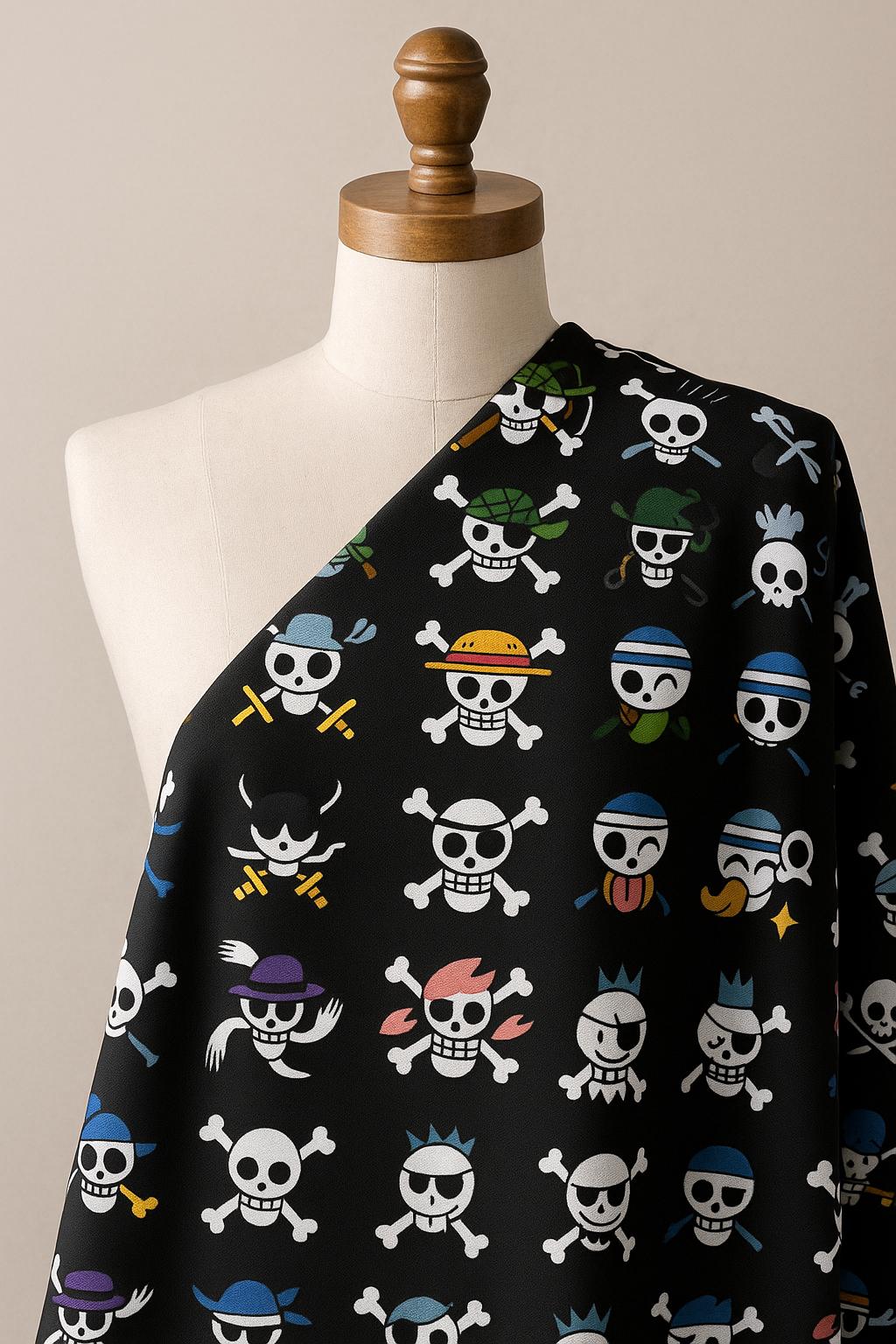 Anime Fabric: Pirate Skull Cloud Print, Cosplay and decor, quilting and sewing