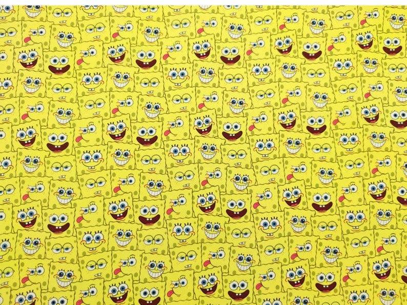 Yellow Spongebob Nickelodeon 100% Polyester Fabric By The Yard/Half Yard For Sewing Quilting Rug Making | Express Shipping
