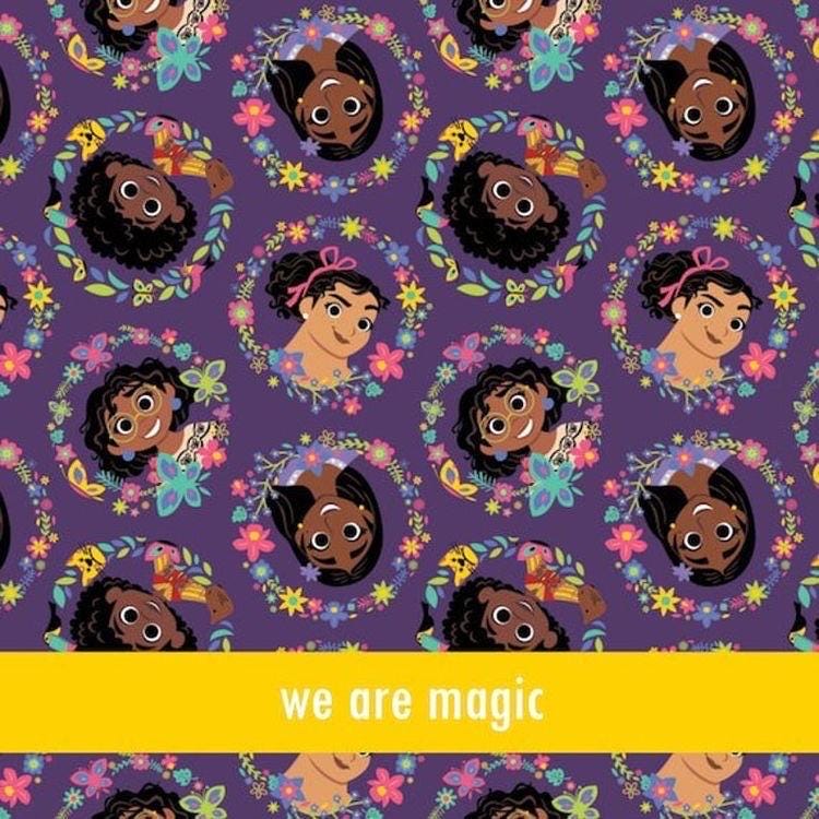 Encanto Fabric: Mirabel Print, Polyester Linen Look for quilting, fabric by the yard