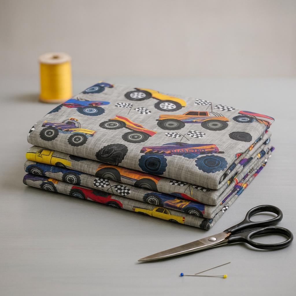 Monster Jam  Fabric: Linen-Look Polyester, Brown Dirt Print, 44" Wide