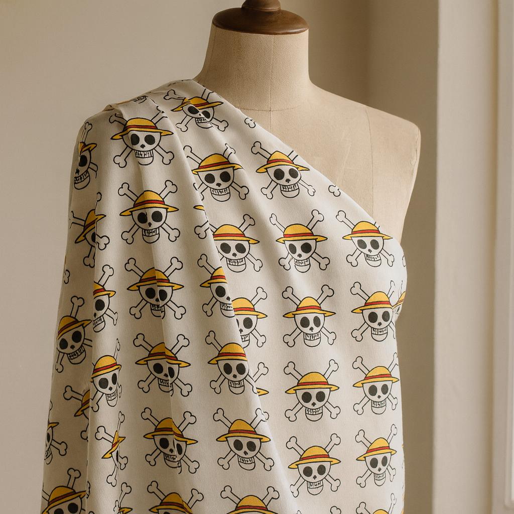 Anime polyester fabric by the yard, Pirate Skull Print, Cosplay & Decor, sewing quilting