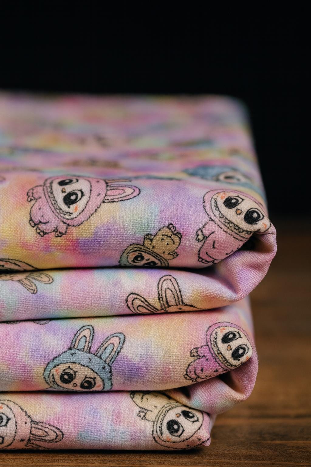 Labubu Monster Doll Fabric: Kawaii Anime Polyester, Halloween Theme