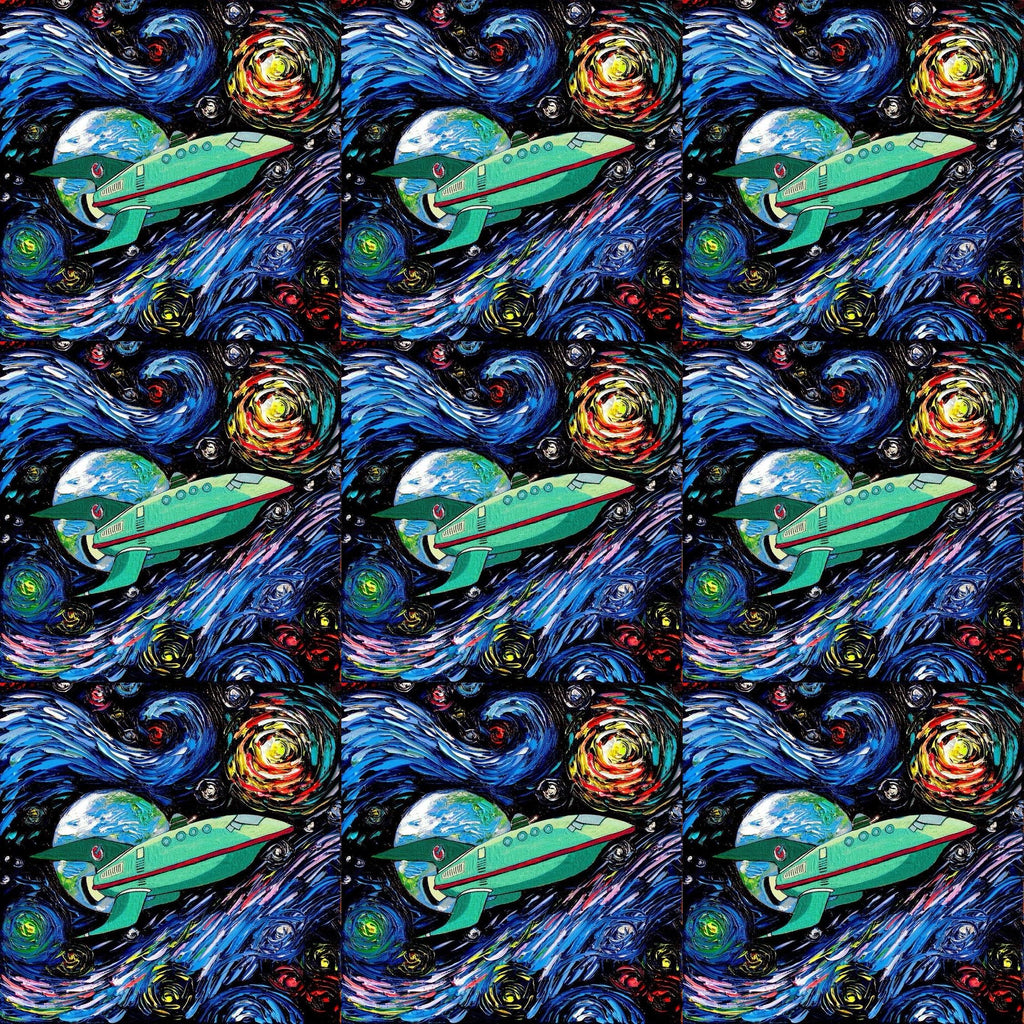 Star Trek Galaxy Fabric: Van Gogh Swirl Space Print, Polyester fabric by the yard