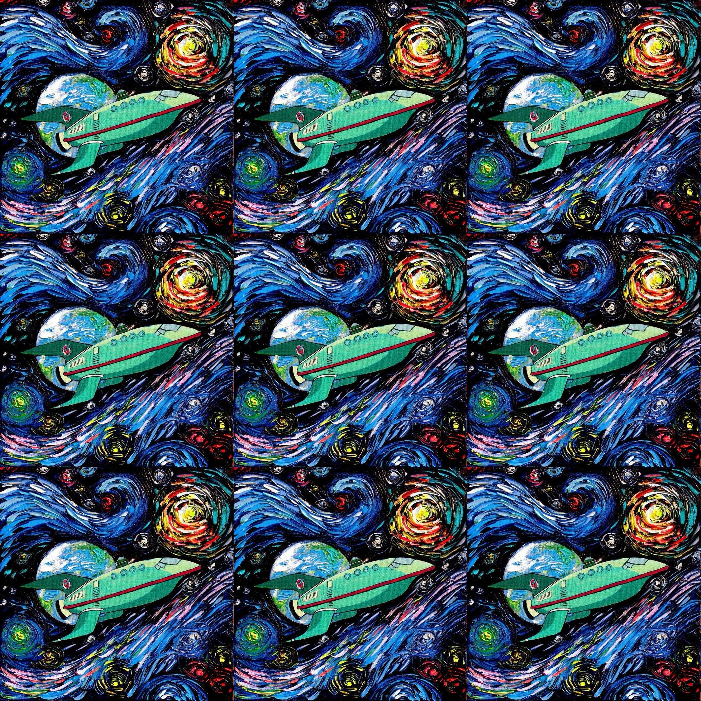 Star Trek Galaxy Fabric: Van Gogh Swirl Space Print, Polyester fabric by the yard