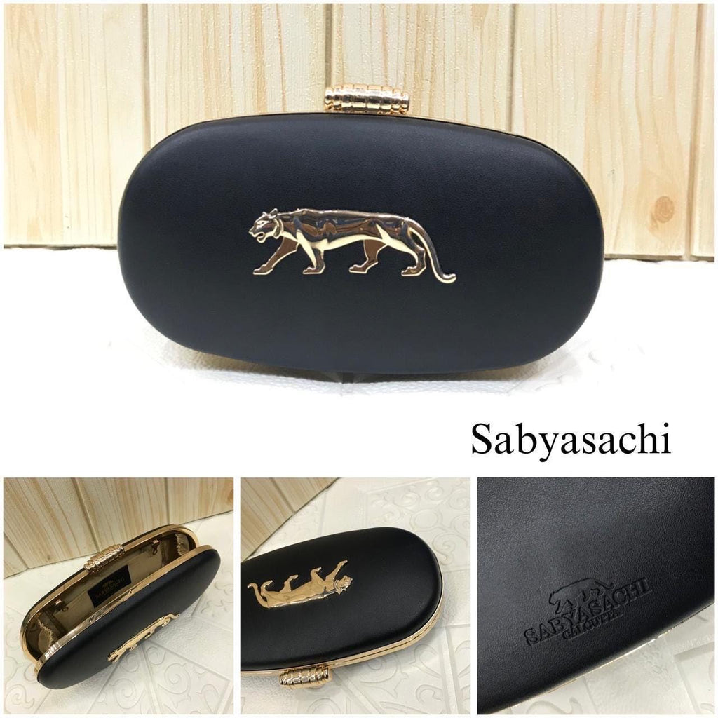 Sabyasachi Inspired designer Evening Clutch: Gold Panther, Detachable Chain bollywood style handbag, cocktail clutch