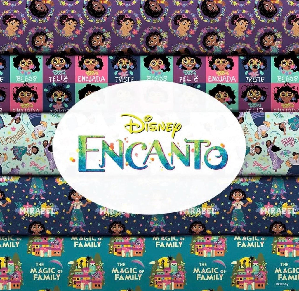 Encanto Fabric: Mirabel Print, Polyester Linen Look for quilting, fabric by the yard