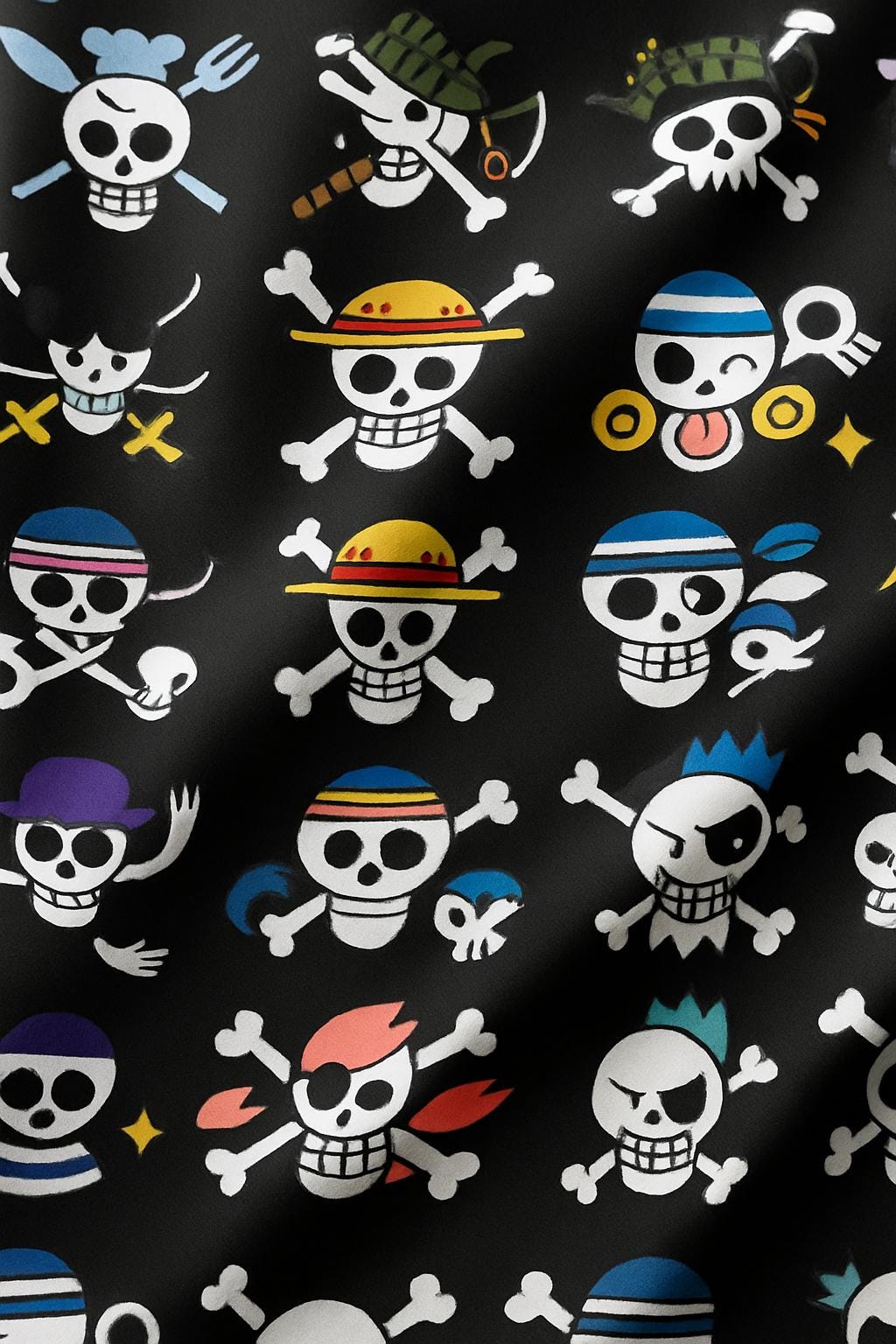 Anime Fabric: Pirate Skull Cloud Print, Cosplay and decor, quilting and sewing