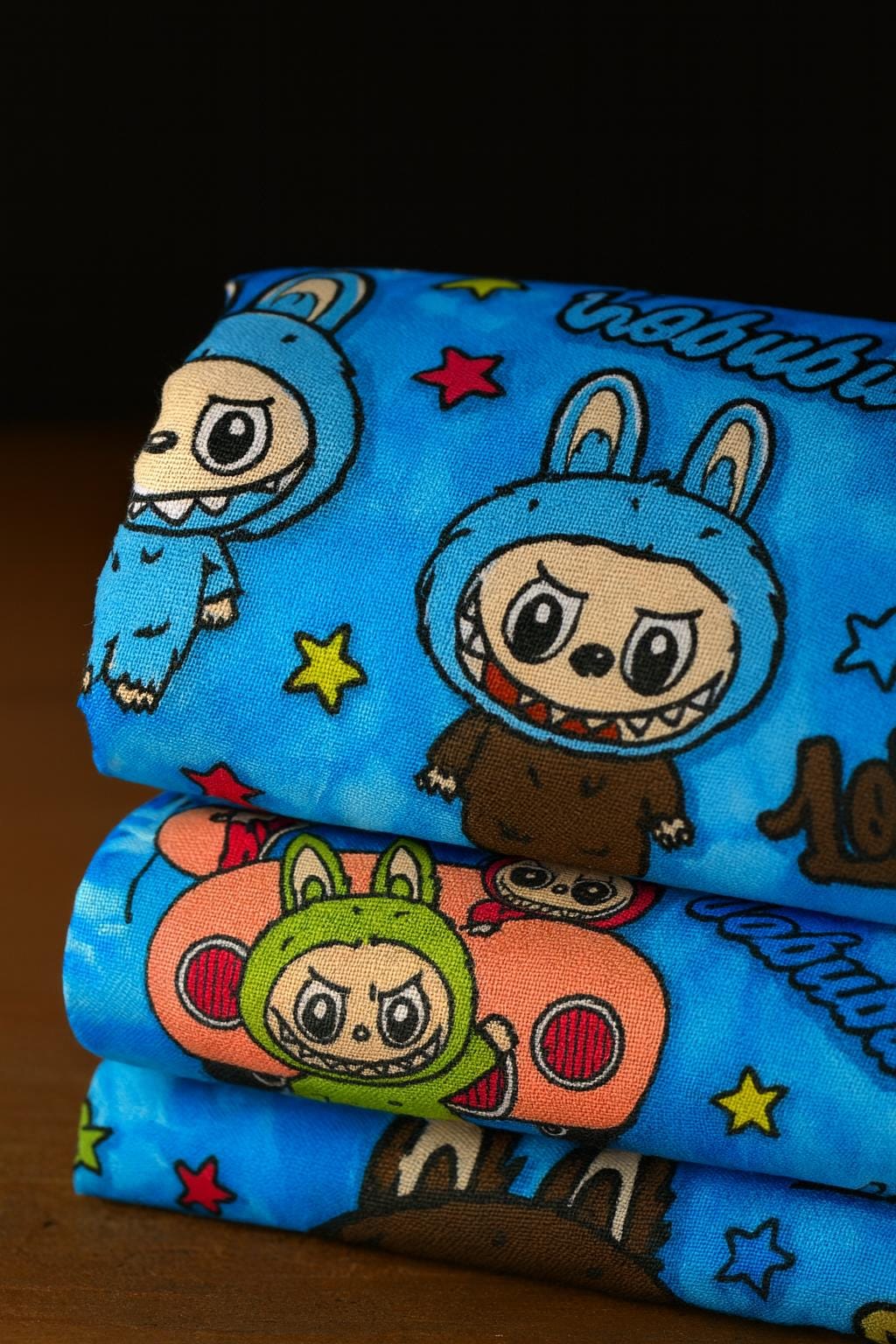 Labubu Monster Doll Fabric: Kawaii Anime Polyester, Halloween Theme