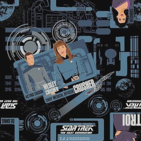 Star Trek TNG Galaxy Blue Polyester Linen-Look Fabric by the Yard, 44” Wide | Apparel, Quilting, Crafts, Kids Sewing